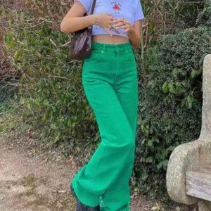 Jeans, straight-leg jeans, wide-leg jeans.